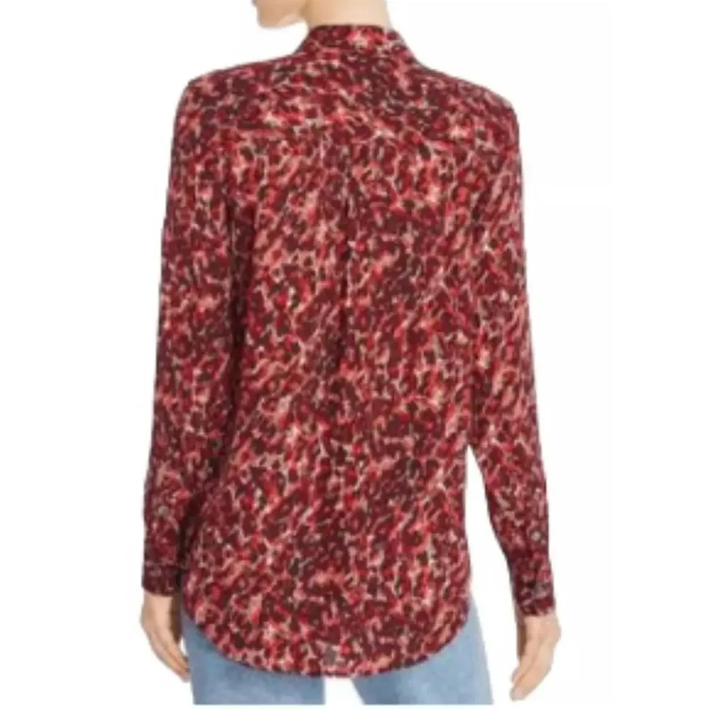 Equipment Femme button front collared dressy blouse shirt top slim fit XS